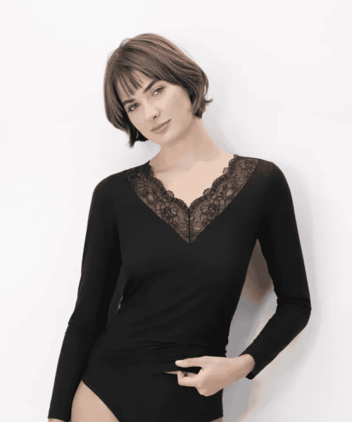 Lace V-Neck Long Sleeve